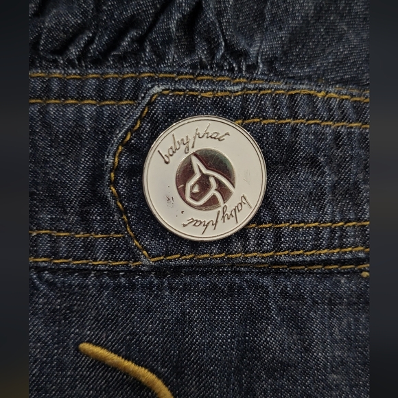 Rare Vintage Y2K Dark Denim Baby Phat Jumpsuit /romper Size 7 - Picture 3 of 7